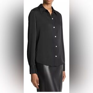 Closed Silk Black Shirt with Label Detail